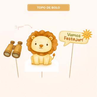 TESTE SANDBOX - Topo de Bolo: Safari Baby (Verde) - 3 peças