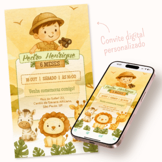 Convite Digital Personalizado: Safari Baby (Verde)