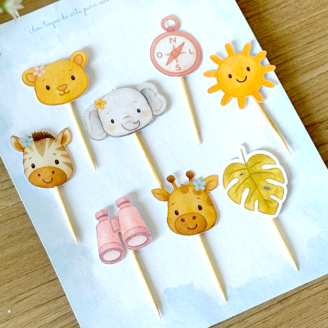 Toppers P: Safari Baby (Menina) - 8pcs