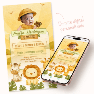 Convite Digital Personalizado: Safari Baby (Menino)