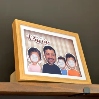 Quadro 3D Personalizado: Pai e Filhos